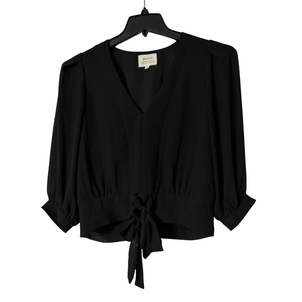 McGuire Womens Long Sleeve Style 136A Black Pullover Top Blouse Shirt Size Small